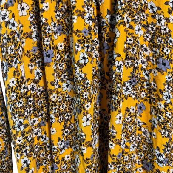 Free People Yellow Floral Boho Smocked Long Sleeve Top Tunic S - Picture 5 of 8